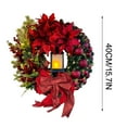 thumbnail image 3 of Christmas Wreaths for Front Door, Artificial Lighted Christmas Wreath, Large Red Bow Ribbon Christmas Door Decor, 15.7 Inch Vintage Christmas Decorations for Indoor Outdoor Use, 3 of 9