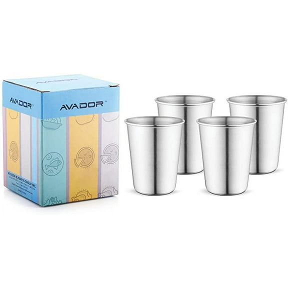AVADOR Toddler Set of 4 Tumbler 8 oz 18/8 Stainless Steel Products for Kids Dining | Camping | Outdoor BPA Free Dishwasher Safe