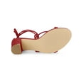 thumbnail image 5 of BLISSFUL STEP Women's Block Heel Sandal Strappy Lace Up Sandals Red 6, 5 of 7