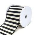 thumbnail image 1 of Christmas Stripes Canvas Wired Edge Ribbon, 4-Inch, 10-Yard, Black/Ivory, 1 of 1