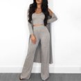 thumbnail image 2 of Gibobby Conjuntos de sudadera con bloques Conjunto de pantalones de pierna ancha de 3 piezas para mujer, cárdigan de chaqueta de manga larga informal con conj(Gris,M), 2 of 5