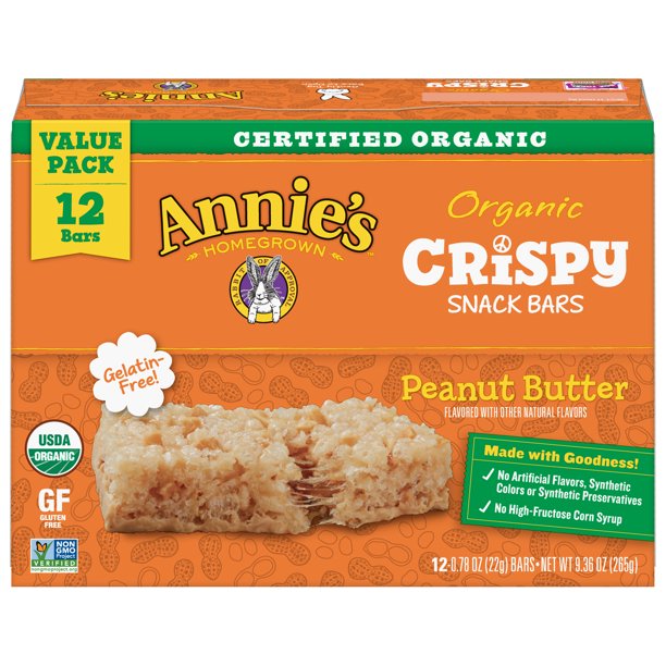 Annie's Organic Crispy Snack Bar Peanut Butter 12ct