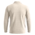 thumbnail image 4 of Sewkxo Men’s Casual Polo Shirt Long Sleeve waffle Button Collared Polo Knit Stretchy Golf Pullover Sweaters,Beige 5XL, 4 of 5