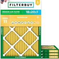 Filterbuy 18x20x1 MERV 11 Allergen Defense, Pleated HVAC AC Furnace Air Filters (4-Pack)