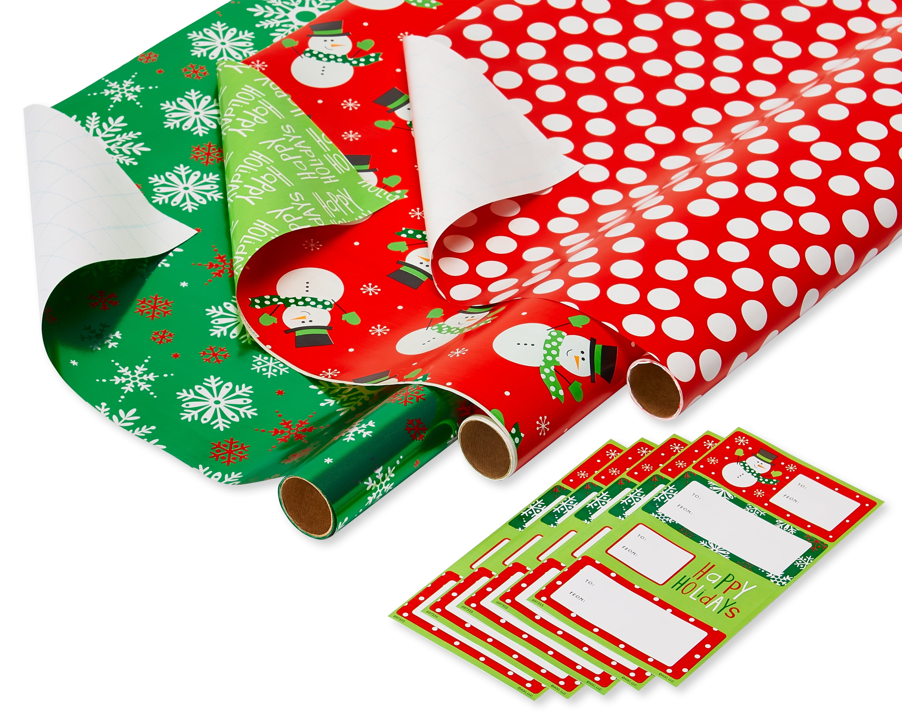 American Greetings Disney Characters Holiday Gridline Wrapping