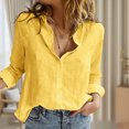 thumbnail image 3 of Camisas con botones para mujer camisa de manga larga con solapa de Color sólido camisa de algodón para mujer FLhrweasw Nuevo, 3 of 7