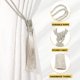 thumbnail image 3 of Uxcell Sujetadores de Cortina, Paquete de 2 Sujetadores de Cortina Elegantes Hechos a Mano con Clips Decorativos de Borlas, Beige, 3 of 7