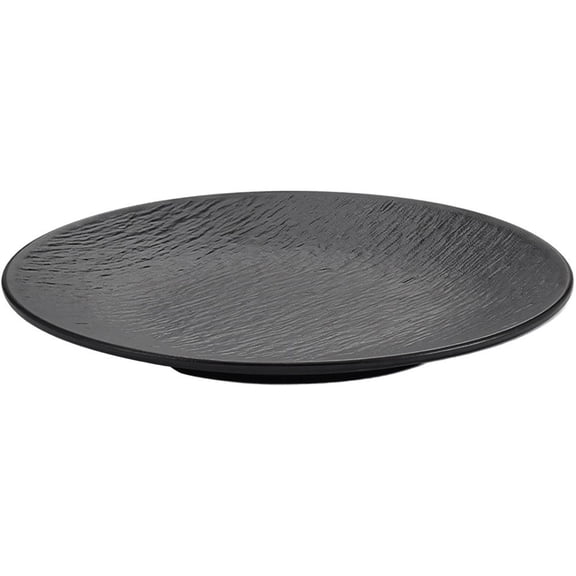 Hzzsbu Melamine Black Dinner Plate, Flat Bottom Steak Pasta Serving Dish