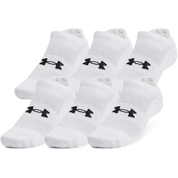 Unisex Under Armour UA Essential 6-Pack Ultra Low Socks Color: With Size: MEDIUM