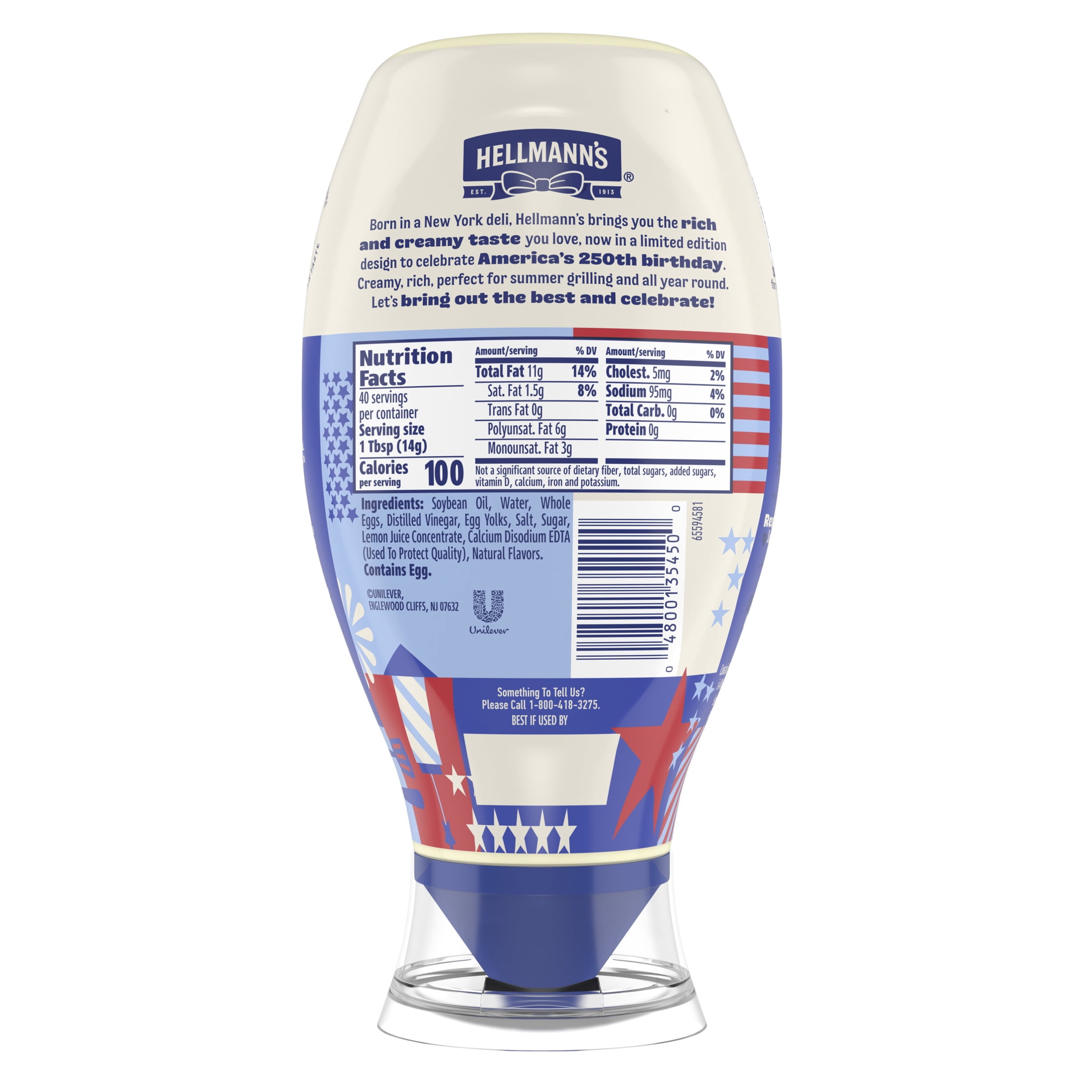 Hellmann's Real Mayonnaise Rich Creamy Condiment Gluten Free, 20 fl oz Squeeze Bottle