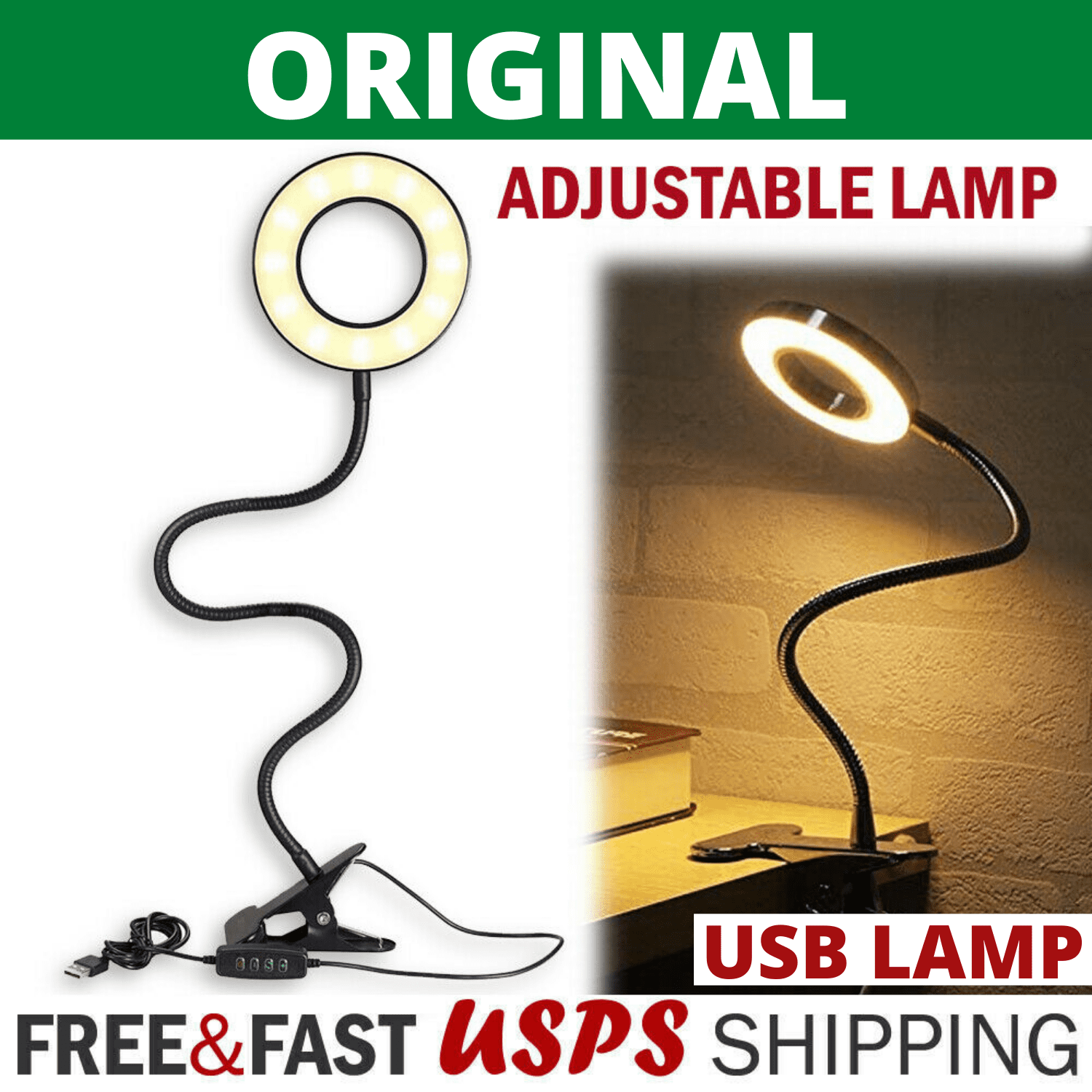 Selfie Ring Light Video Conference Lighting Desk Clip on Read Dimmable