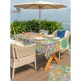 thumbnail image 5 of Outdoor Tablecloths with Umbrella Hole & Zipper, Colorful Ethnic 54x80 Inch Tablecloth Rectangle, Modern Abstract National Geometric Green Waterproof Table Cloth, Patio/Pool/Picnic Table Covers, 5 of 8