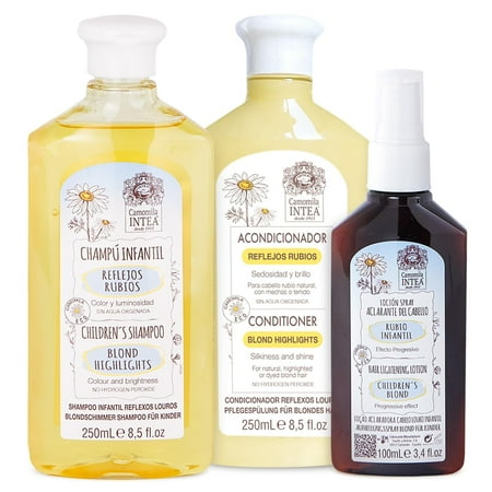 Intea Camomila Kids 3-In-1 Hair Lightener Kit - Blonder Lightening Set with Chamomile Extract - Lotion, Shampoo and Conditioner