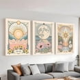 thumbnail image 4 of 3Pcs Sun Moon And Star Celestial Canvas Wall Art Vintage Tarot Astrology Wall Decor Sun Flower and Full Moon Lotus Rainbow Poster Prints Picture for Bthroom Bedroom Living Room, 4 of 6