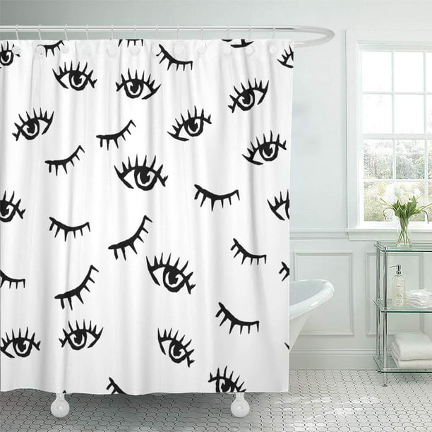Closed Eyes Shower Curtain 60x72 Inch, Shower Curtain Open Or Closed When Not In Use
