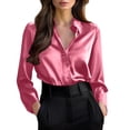 thumbnail image 4 of Admvng Women's Satin Work Shirt Long Sleeve Button Down Blouse for Office Formal Wear, 4 of 6