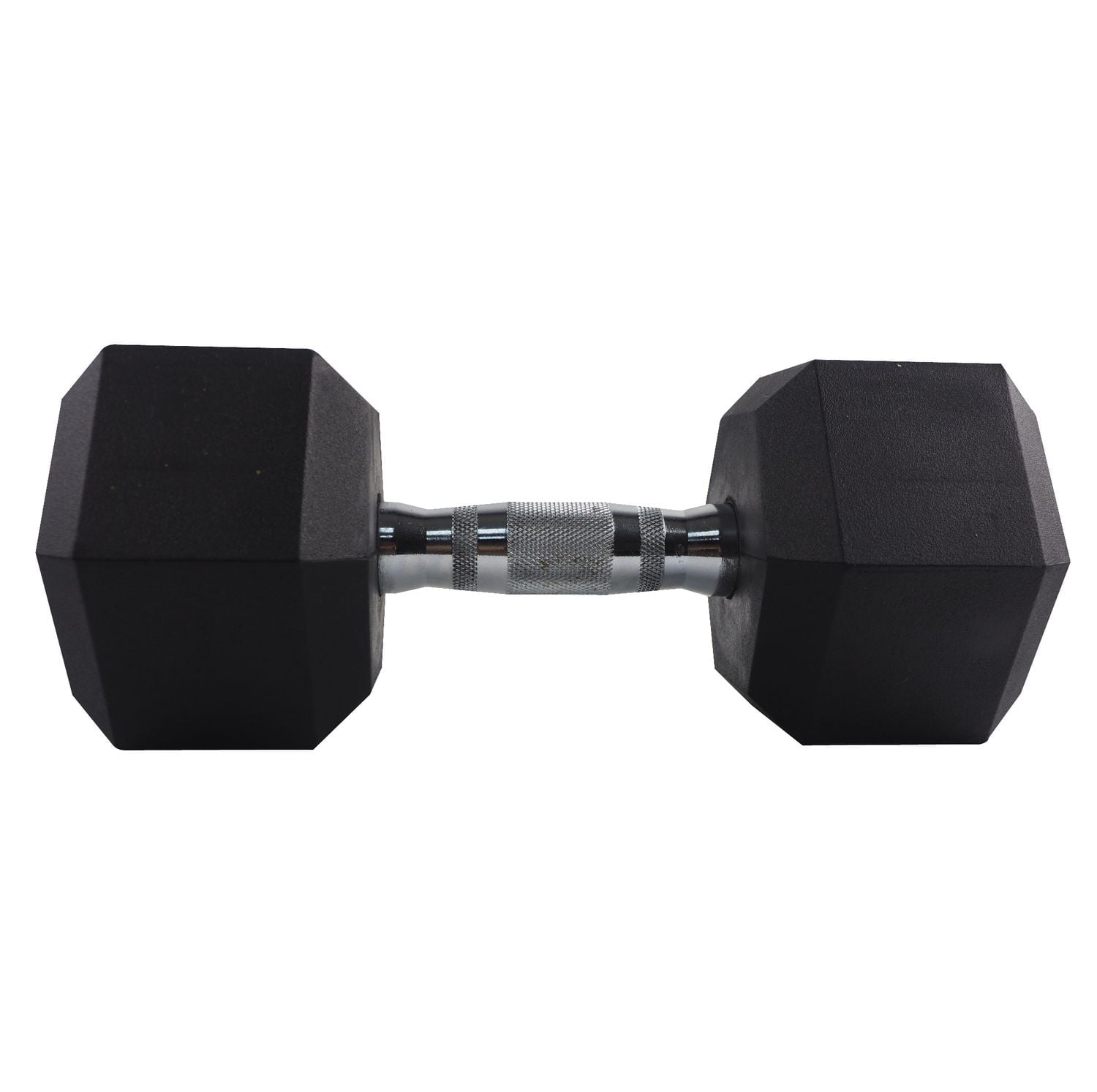 GoZone Rubber-Coated Hex Dumbbell – Black/Chrome, No-roll design