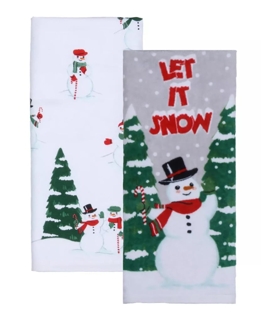 New 2pc CHRISTMAS COOKIES SNOWMEN TREE KITCHEN DISH HAND TOWELS DISH TOWEL SET 
