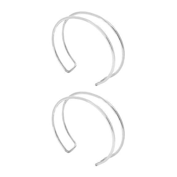 HUANLEDASH 2 Pcs Women Bracelets Double-layer Open Adjustable Polished Anti-slip Exaggerated Style Solid Color Metal Arm Cuffs Lady Jewelry