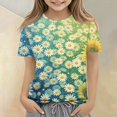 thumbnail image 5 of Abcomgle Girls Casual Tshirts Summer Short Sleeve Toddler T-Shirt Daisy Sunflower Print Tshirts Toddler Casual Crewneck Cotton Toddler Tops Girls, 5 of 5