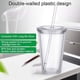 thumbnail image 2 of Dubbelväggig plastmugg med lock och sugrör, isolerad kaffemugg, 500 ml, transparent, 2 of 4