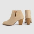 thumbnail image 3 of Suede Fall Boots for Women 2025 Stacked Heeled Booties Round Toe Zipper Heels Casual Ankle Boots, 3 of 5