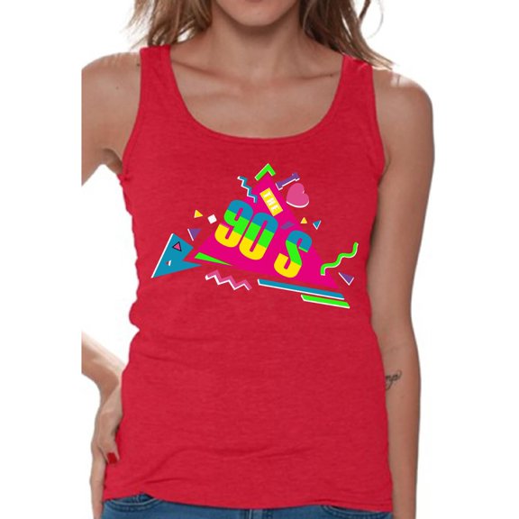 Awkward Styles I Love Nineties Sleeveless Shirt Funky 90s Music Lover Tank Tops for Women