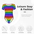 thumbnail image 6 of Balery Colorful Glitter Rainbow Women's Short Sleevee Crew Neck Bodysuit Tops Short Sleeve Tops Basic-Medium, 6 of 9