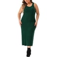 thumbnail image 2 of Agnes Orinda Women's Plus Size Sweater Dress Crew Neck Sleeveless Knit Bodycon Midi Tank Dresses 3X Dark Green, 2 of 6