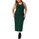 thumbnail image 2 of Vestido de suéter sin mangas de talla grande para mujer Agnes Orinda, cuello redondo, estilo bodycon midi, vestido de tanque de primavera 2X verde oscuro, 2 of 6
