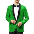 thumbnail image 1 of CHAQUETA DE DEPORTIVA CON LENTEJUELAS PARA HOMBRE INSPIRE CHIC, CON SOLAPA DE CHALECO, DE UN BOTÓN, BRILLANTE, VERDE, PARA BODA, 1 of 7
