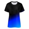 thumbnail image 4 of LUOGENLI T-shirts pour Femmes T-shirts Quotidiens d'Été à Imprimé Dégradé Col Rond Débardeurs Manches Courtes Chemises d'Entraînement Décontractées T-shirts Amples T-shirts Graphiques Vintage Vêtements d'Été Bleus m, 4 of 4