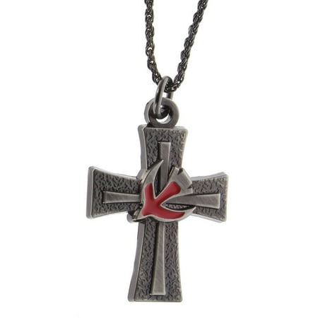 - Confirmation Cross Pendant Necklace Cross with Red Spirit Dove