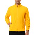 thumbnail image 1 of Chaqueta de forro polar con cremallera completa para hombre, manga larga, cuello alto suave, abrigo de invierno para exteriores con bolsillos Amarillo M, 1 of 5