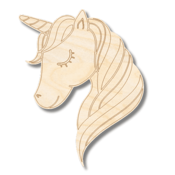 Unfinished Wood Etched Unicorn Shape | Paint By Line Crafts 7" / 1/8"