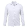thumbnail image 1 of RXIRUCGD Blouse pour Homme, Mode Décontractée, Couleur Unie, Boutons, Manches Longues, Col Rabattu, Blanc, Taille : TG, 1 of 4