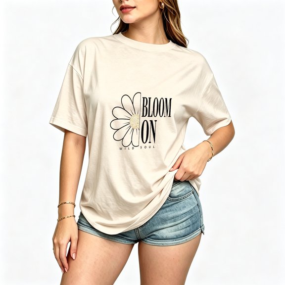 Women's Casual Short Sleeve Loose Shirt 100% Cotton T-Shirt Trendy Going Out Crew Neck Summer Graphic Tees