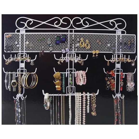 Jobar Organizing Jewelry Valet, White Coated Wire 24" x 14.5" x 2.5"