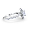 thumbnail image 2 of Halo Starburst Flower Wedding Ring Simulated Cubic Zirconia 925 Sterling Silver Size 5, 2 of 5
