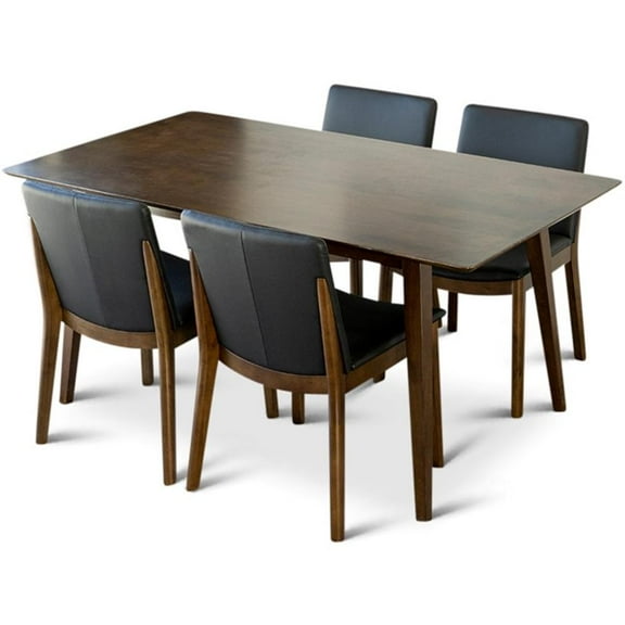 Bryce Modern Solid Wood Walnut Dining Room & Kitchen Table and Chairs for 4