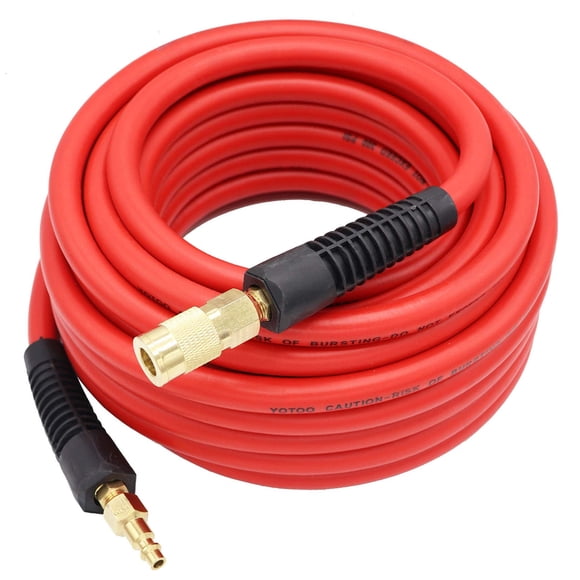 YOTOO Hybrid Air Hose 3/8-Inch by 50-Feet 300 PSI Heavy Duty, Lightweight, Kink Resistant, All-Weather Flexibility with 1/4-Inch Brass Male Fittings,