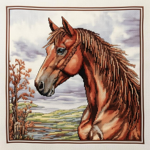 Animal Brown Horse 5D Diamond Art Painting by Number Kits for Adults DIY Paint with Full Drill Round Diamond Gems Painting Art Craft for Home Wall Decor 13.8x13.8inch