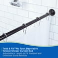 thumbnail image 3 of Kenney® Twist & Fit™ No Tools Decorative Metcalf Rust-Resistant Painted Steel Straight Tension Shower Curtain Rod, 42-72", Bronze, 3 of 10