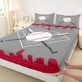 thumbnail image 4 of Erosebridal Sports City Boys Full Size Sheets, Baseball Bed Sheets, Grey Crimson, 4 Pieces, 4 of 5