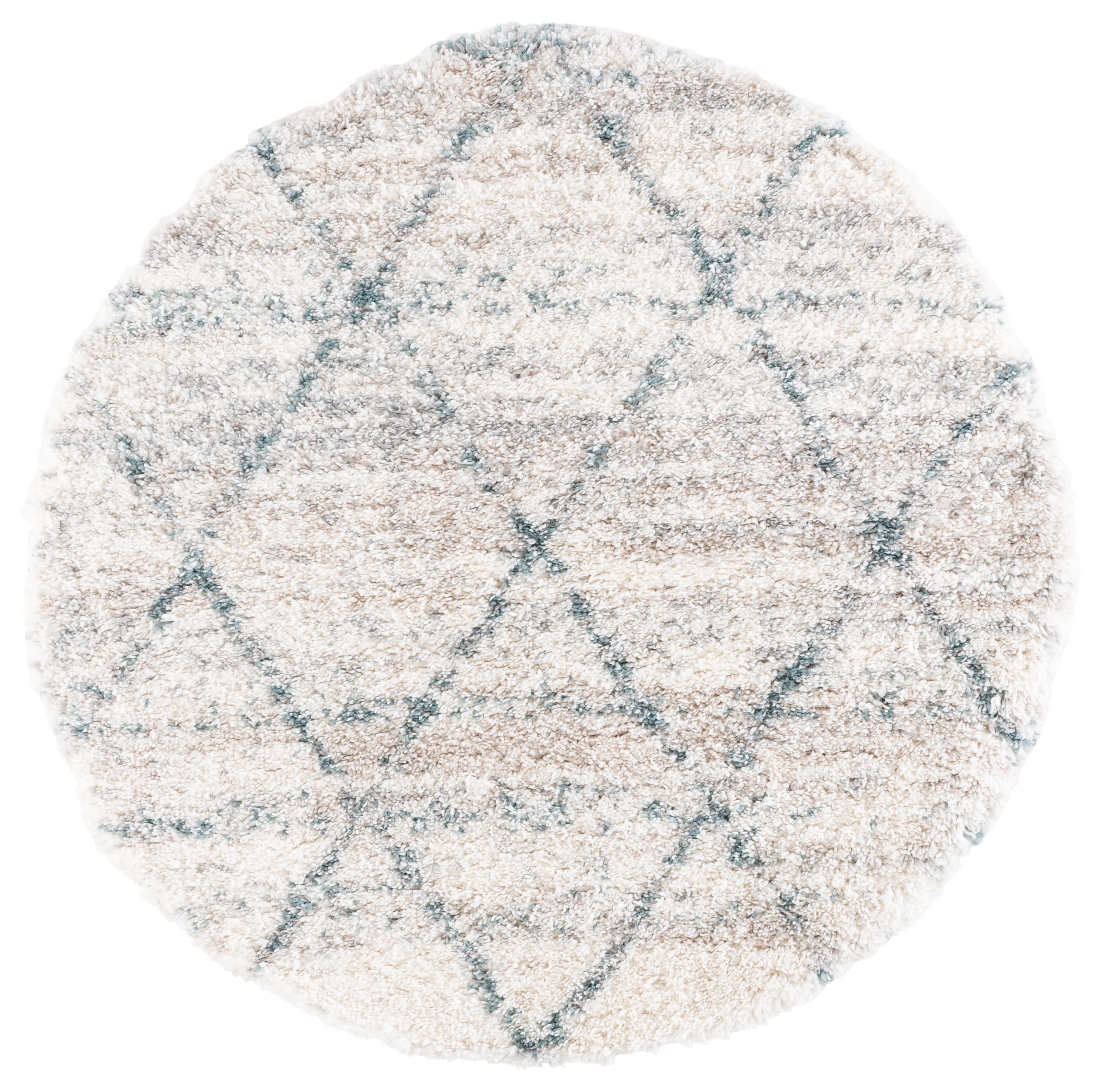 Safavieh Fontana Darina Diamond Shag Area Rug, Turquoise/Ivory, 5'3" x 5'3" Round