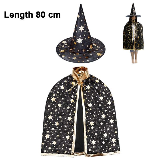 Halloween Costume Wizard Cape Witch Cloak with Hat with Stay Pattern Children's Role Play Party Levamdar 221155-2