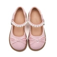 thumbnail image 4 of FINALGANG Kids Girls Adjustable Pearl Strap Front Bow Mary Jane Shoes Flat Block Heel Soft Insole Daily Dress Shoes Versatile Shoes 3-3.5 Years, 4 of 6