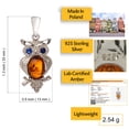 thumbnail image 2 of Sterling Silver and Baltic Amber Pendant "Owl", 2 of 9