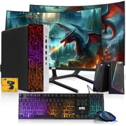 Restored TechMagnet Zeus Gaming Desktop Tower,Intel Core i5,16GB RAM,1TB SSD,2TB HDD,AMD RX 550, Dual 24 Inch Full HD Monitor,RGB Keyboard and Mouse,40W Speaker,1080P Webcam