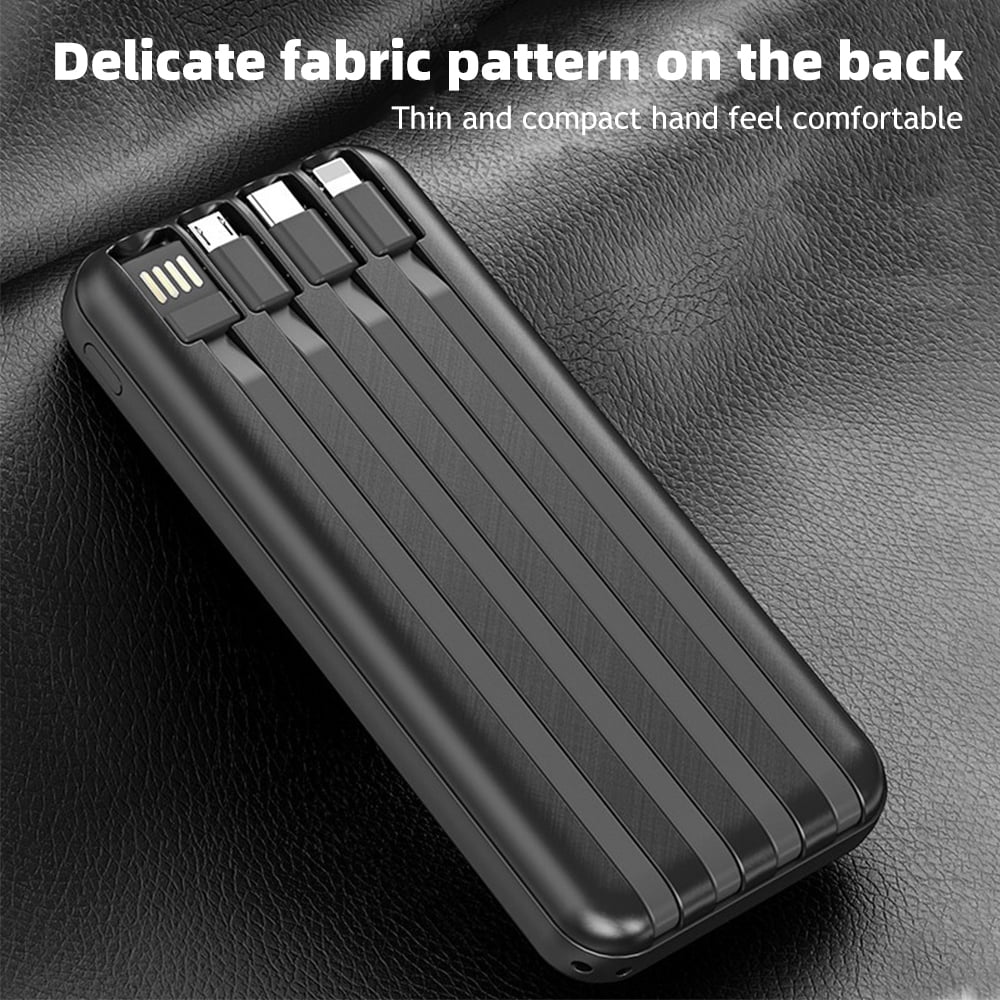 Portable Charger with Built-in Cable, Magnetic 10000mAh Power Bank 4 Outputs 2 Inputs for iPhone Samsung Pixel LG Moto iPad